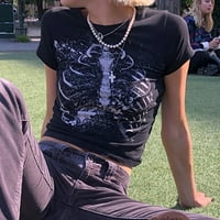 Tinejdžeri retro y2k e-djevojke žene grafičke lubanje ispis useva vrhovi tržnice Goth Grunge Streetwear