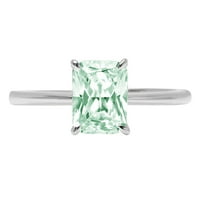 2.5ct zračenje rezano zelene simulirani dijamant 14k bijelo zlato Angažovane prstene veličine 3,5