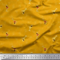 Soimoi Gold pamuk dres tkanine, slama i piće Ljetni dizajn Tkanini otisci sa dvorištem širom