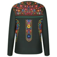 Pad džemperi za žene klasične bluze za vrat posade Vintage cvjetni print tunike za nošenje sa majicom