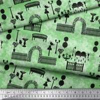Soimoi Green Japan Crepe Saten Tkanina klupa i ograda Kapija Moderna stilska tkanina od dvorišta široko