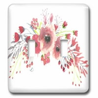 3Droza slika vintage stila lososa i ružičaste akvarelne cvjetne cvjetne - dvostruki preklopni prekidač
