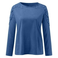 Cuoff vrhovi ženske čipke šuplje vrhovi pada hladne majice s dugim rukavima Crewneck bluze casual labavo