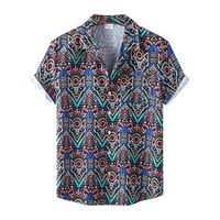 Pupkovska muška opružna tiskana Torp košulja Gumb TOP bluza Ležerne majice kratkih rukava Bluze muške