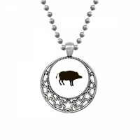 Crni svinja Slatka životinja portreta ogrlica Privjesak retro mjesečeve zvijezde nakit