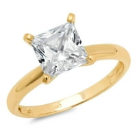 1. CT Princess Cut originalni kultivirani dijamant SI1-si i-J 18K Yellow Gold Solitaire Promise Vjenčanje