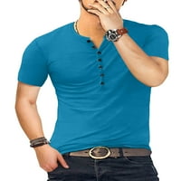 Muški casual slim fit osnovni dugi kratkih rukava Henley majice