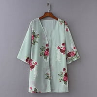 Vivianyo HD žene kaputi jakne na prodaju i čišćenje Žene Šifon Labavi šal Print Kimono Cardigan Tops