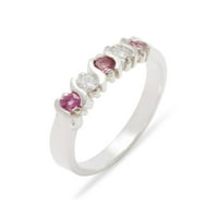 Britanci napravio 9k bijelo zlato prirodno ružičasto turmalin i kubični cirkonijski ženski vječni prsten