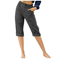 Sjajna Jean Capris za žene plus ženske hlače sa širokim nogama u širokim strukom, ležerne hlače