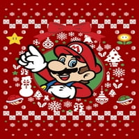 Muški Nintendo ružni božićni mario vijenac grafički tee crveni veliki