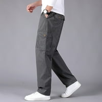 Dianli Muški teret tanke čvrste ravne hlače sa džepom casual sportove na otvorenom pune široke noge