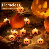 Halloween bundeve tealights Halloween svijeće bez plamene baterije 3D narančasta LED za unutarnju i
