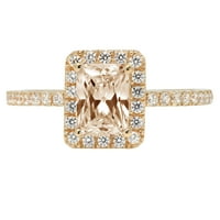 1. CT Sjajni smaragdni Clear Simulirani dijamant 18K žuti zlatni halo pasijans sa Accentima prsten sz