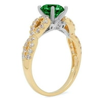 1.36ct okrugli rez zeleni simulirani smaragd 18k žuta bijela zlatna godišnjica za angažiranje prstena