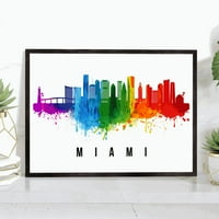 Pera Print Miami Skyline Florida Poster, Miami Cityscape Painting Umrand Poster, Miami Florida Poster,