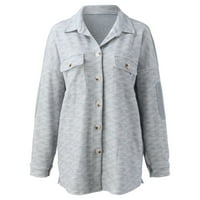 Mgaohoen jakne za ženske ležerne vafle pletene dugih rukava labavo fit meko košulje COLLAR dugme dolje