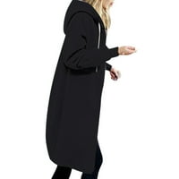 Poliesterski grafički duksevi za žene Drape izrez dugih rukava pulover čvrste crne s