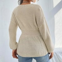Žene Ležerne prilike Soild pulover Dugi rukavi V-izrez V-izrez Topla Dressy Fall džemperi za žene