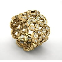 Pravi 1CT okrugli rez Diamond Prong Fancy Flower Wedding Weddity Band Ring Bridal Golivers Solid 18K