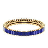 Laboratorija Oblik Baguette stvorio je plavi safirtni prsten - AAAA Kvaliteta, 14k žuto zlato, SAD 8.00
