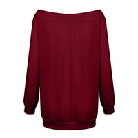 Gotyou Proljetni vrhovi modni ženski labav ramena pulover pulover u boji pletene džemper vino l