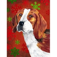 in. Beagle crvene i zelene pahulje za odmor Božić zastava božićne bašte