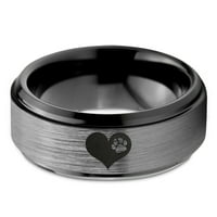 Tungsten šapom Ispis prstena u obliku srca u obliku prstena za muškarce žene udobnost FIT Black Step
