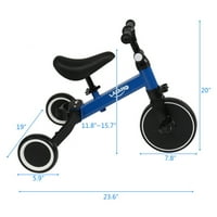 GZXS u djeci tricikli za djecu 2-godinu, točak za biciklistike za djecu za dječake djevojke, lagana balansna balansa bicikla, podesivo sjedište i ručka, trening dječji trike, plavi