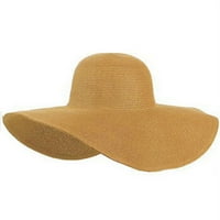 HUNPTA bejzbol kapa za žene šešir slame Weim Ki Sun Hat Ljetna disketa Sklopive velike velike kapice