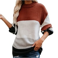 Buigttklop Vrijeme i TRU džemperi za žensko čišćenje Žene Ležerne prilike patchwork dugih rukava debeli