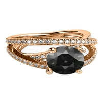 3. CTW 14K Rose Gold Black Diamond Ring s dijamantima Multi Band jedinstveni dizajner