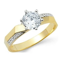 Jewels 14k bijelo i žuto zlato Dva tona kubična cirkonija CZ zaručničke prstene veličine 6