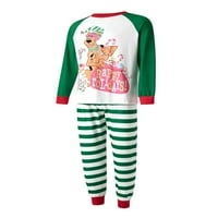 Porodična božićna pidžama Podudarni set Pas Print Tisak dugih rukava sa prugastim hlačama za spavanje