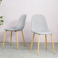 Svijetlo sive moderne stolice od tkanine s metalnim nogama od drveta od 4