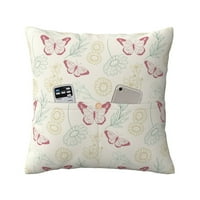 Cvjetni leptir bež jastučići jastučni poklopci, kvadratni mekani ukrasni jastučni jastuk, 16 x16