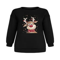 Ženska božićna rukavica s pulover s dugim rukavima Xmas crtani jelen Ispiši casual okruglog praznika