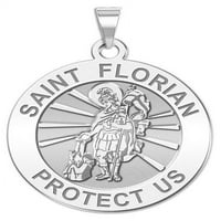 Saint Florian Vjerska medalja Veličina nikla -14k bijelog zlata
