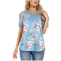 Ženski ljetni ispis kratkih rukava zabotao hladne majice na vrhu vrhova bluze