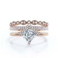 BOHO & HIPPIE 2. CARAT PRINCESSI CUT Diamond Moissite Dainty Angažman prsten, Klasični vjenčani prsten,