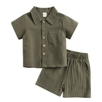 Toddler Baby Girls Proljeće Ljeto Pamuk Solid Boja tiskane kratke rukave Shorts Outfits odijelo Dječje