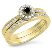 DazzlingRock kolekcija 0. Carat 14K Crno-bijeli dijamant HALO bridalni prsten za uključivanje CT, žuto