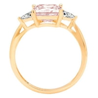 2.32ct Princess rez ružičasti simulirani dijamant 18k žuto zlato graviranje izjava godišnjica Angažovanje