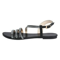 Ravne sandale za žene - otvorene prste ležerne rimske ljetne sandale crne