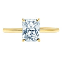 2. CT sjajan zračenje Cleani simulirani dijamant 18k žuti zlatni pasijans prsten sz 4,75