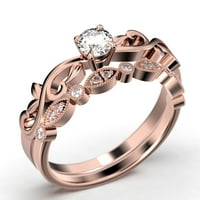 Art Nouvea Twisted 1. Carat Round Cut Diamond Moissite Angažman prsten, antički dizajn Vjenčani prsten u sterlingu srebra sa 18k ružičastog pozlaćenog obloga, mladenci, odgovarajućim opsegom