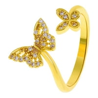 Do 50% popusta, DVKPTBK prstenovi leptir prsten lično ličnost puni dijamantni leptir geometrijski metalni