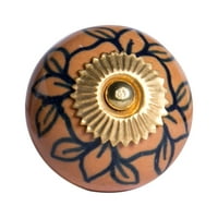 Krup-IT vintage ručno obrubljeni keramički gumb bijelo plavo zlato