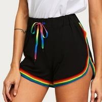 Joga hlače za žene Žene Rainbow Ispiši sportske elastične kratke hlače Plaže kratke hlače Fagarn
