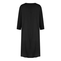 Ljetna haljina za ženske pamučne i posteljine haljine CREW izrez kratkih rukava sa čvrstim osnovnim